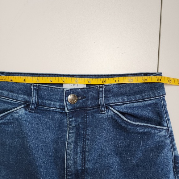 LOFT Outlet Womens High Rise Trouser Jeans Size 4 Medium Wash Wide Leg Stretch - Picture 11 of 15